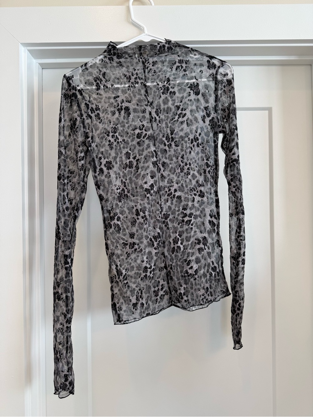 Free People Wild Side Mesh Top- Gray/Black Size M - Picture 2 of 3